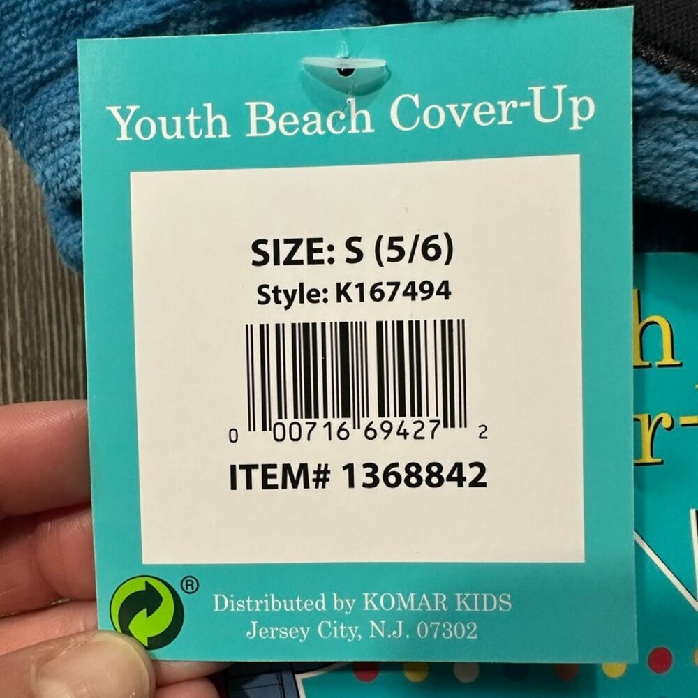 Saint Eve Kids Beach Swim Cover-up 100% Cotton Pirate Blue Red Striped - Picture 3 of 9